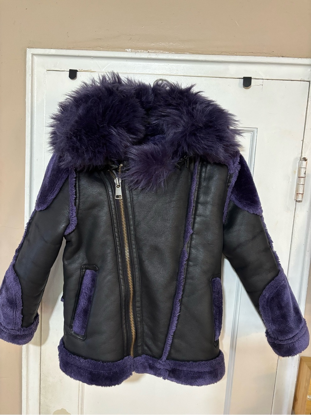 Jordan Craig Purple Kids Aviator Jacket with Purple Faux Shearling.